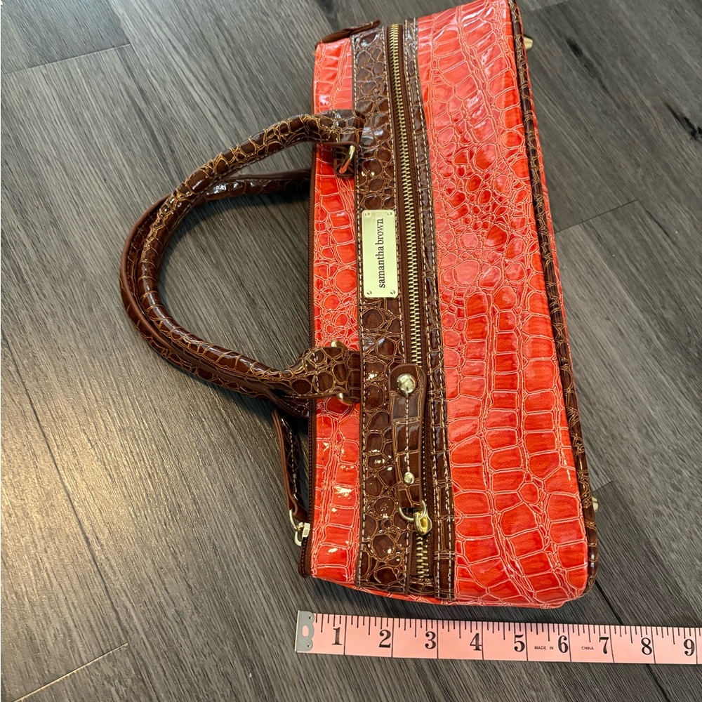 NWOT Coral and Brown Crocodile Embossed Women's Wine carrier - Picture 10 of 10